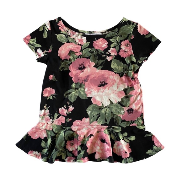 Girls Peplum Floral Top Canadian Small Shop Handmade - Picture 1 of 4